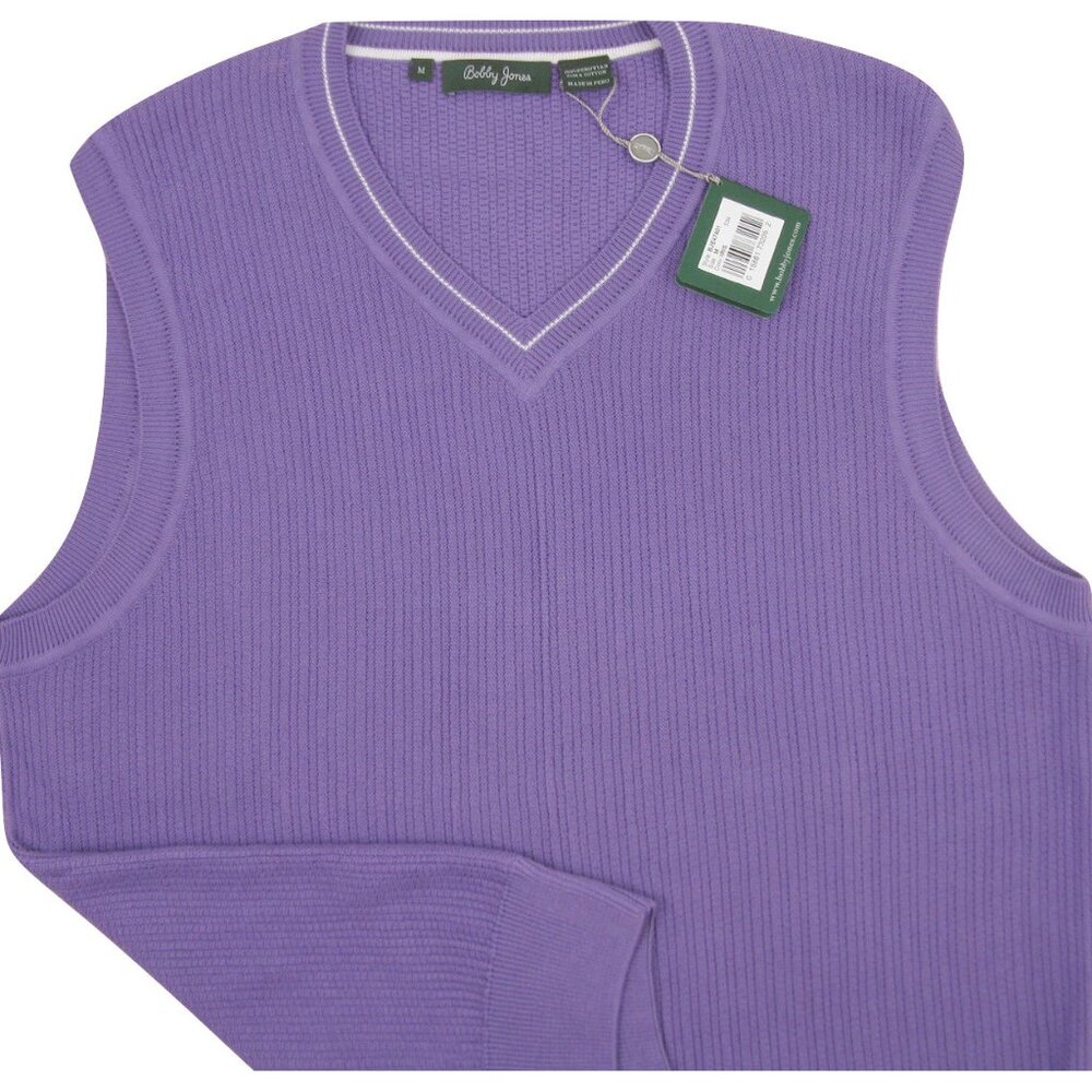 New $179 Bobby Jones Collection Vest!  Purple  V Neck  100% Pima Cotton